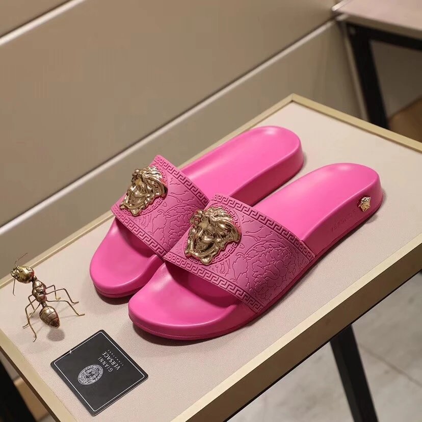 Versace Medusa Slide Pink Rubber Sandals Slippers - 7