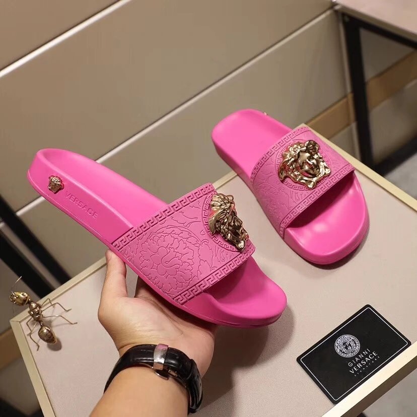Versace Medusa Slide Pink Rubber Sandals Slippers - 8