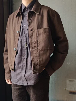 thumbnail for i795 lema brown trucker jacket jacket men's autumn and winter ready-to-wear dyeing