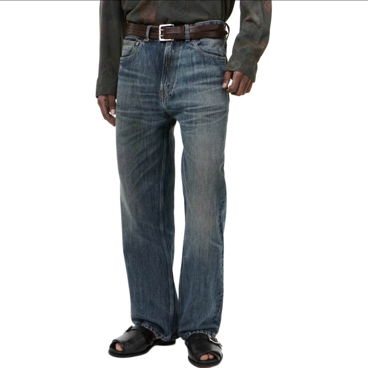 I795 ol style THIRD CUT metal rivet loose straight leg jeans for men