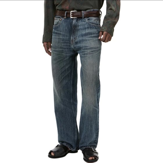 I795 ol style THIRD CUT metal rivet loose straight leg jeans for men