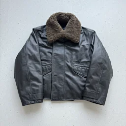 thumbnail for i795 lem24FW detachable fur collar, leather cowhide clip, cotton leather jacket and fur integration, unisex autumn and winter