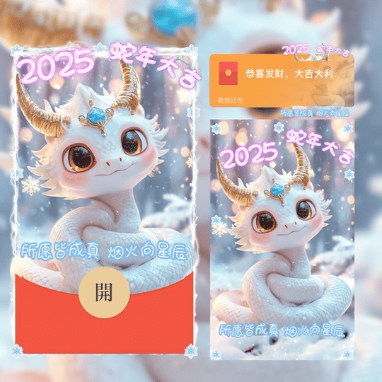 【卡密兑换】微信红包封面『2025蛇年大吉 所愿皆成真』官方卡密丨端内兑换丨24小时自助提卡！