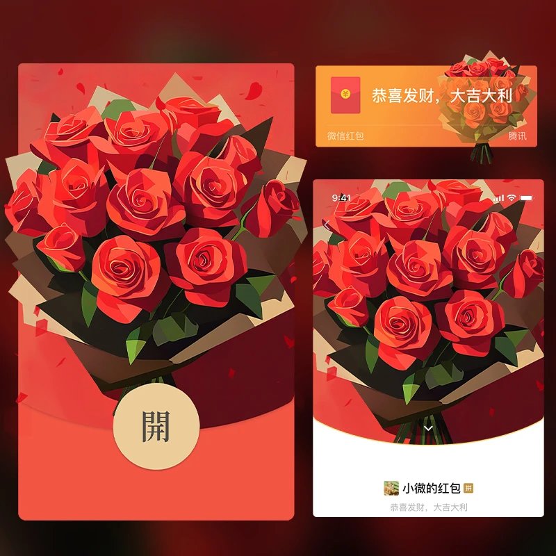 😘母亲节快乐玫瑰/1cj红包封面皮肤