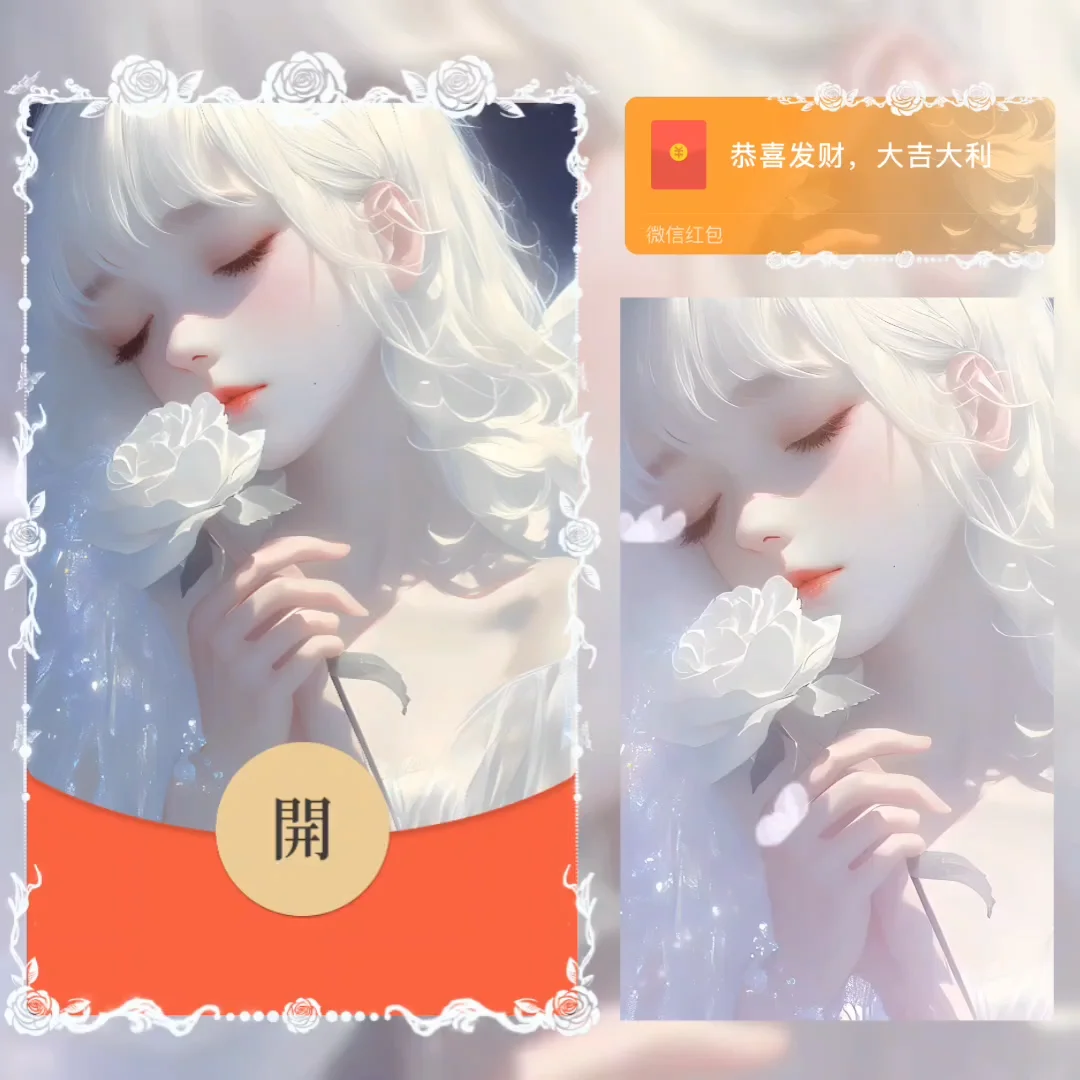 【红包封面】情迷白玫瑰/la