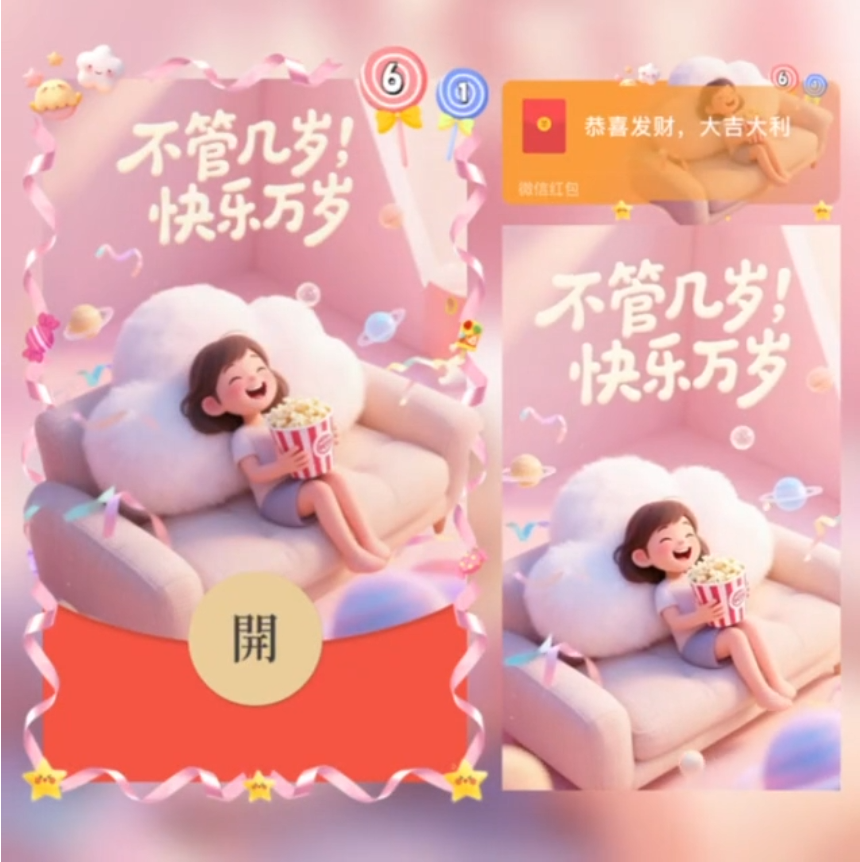 不管几岁.快乐万岁/女/SVIP红包封面皮肤