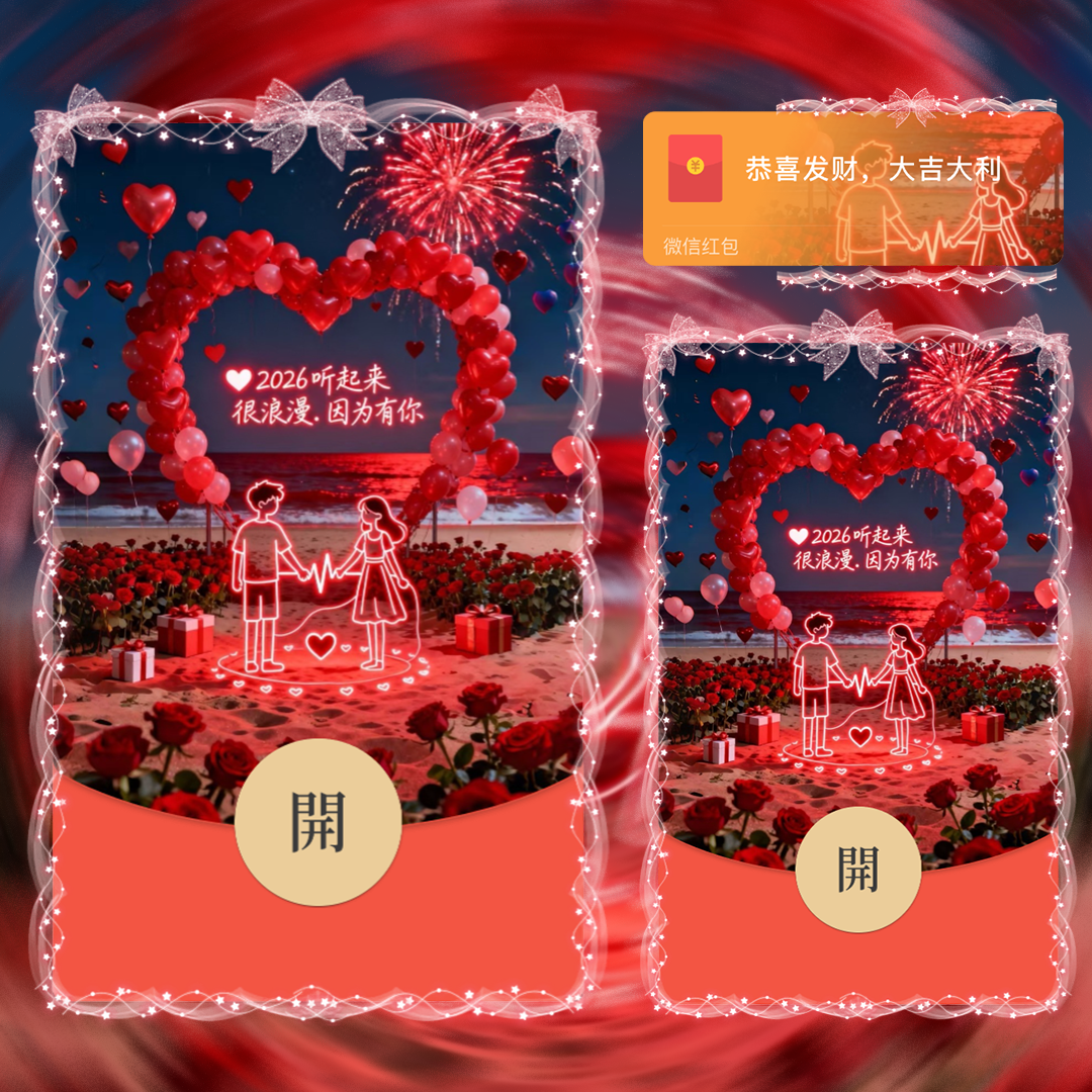 2026听起来很浪漫 因为有你红包封面皮肤