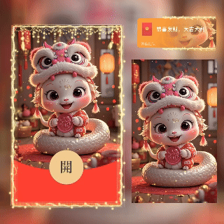 【红包封面】😘粉萌福蛇/A.