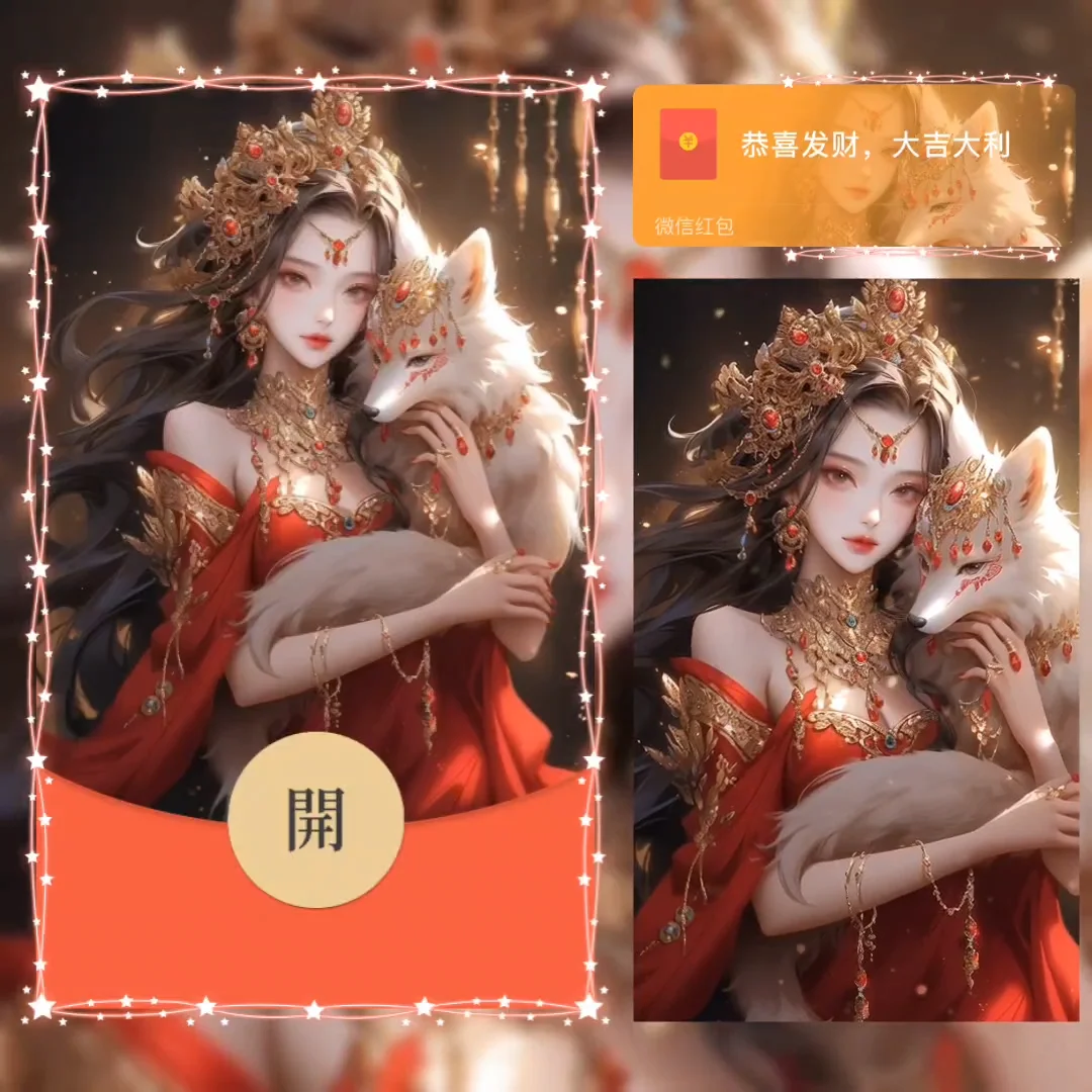 【红包封面】红裙九尾狐仙
