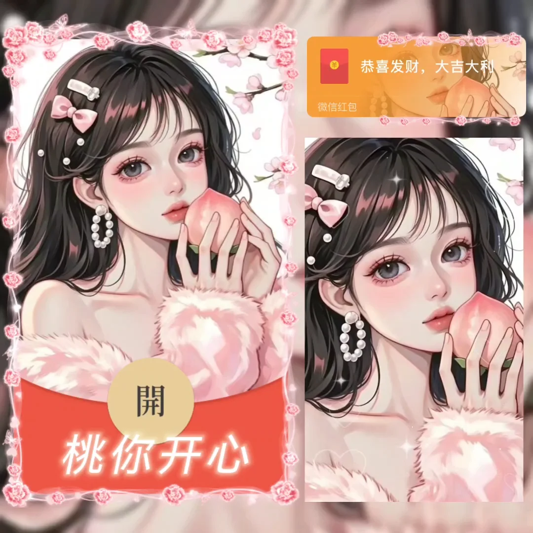 【卡密兑换】微信红包封面『桃你开心/la』官方卡密丨端内兑换丨24小时自助提卡！