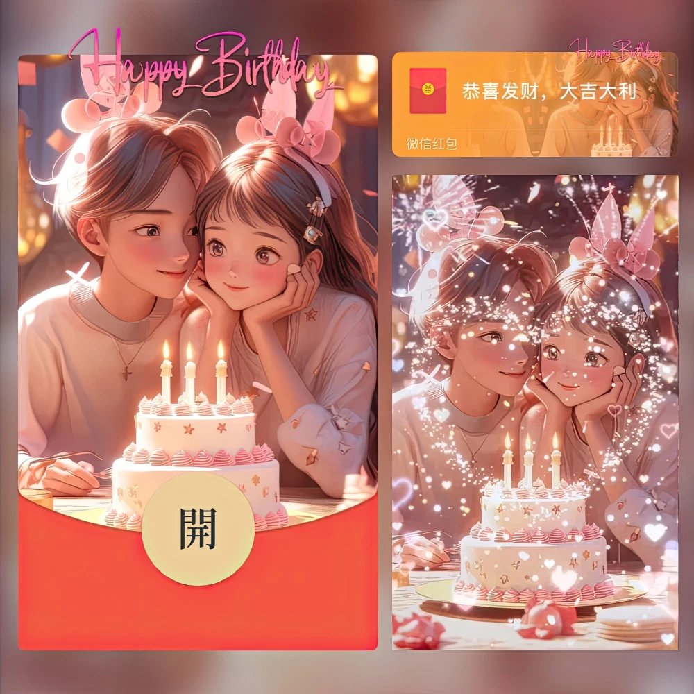 【红包封面】😘😘生日快乐爱意情侣/XL