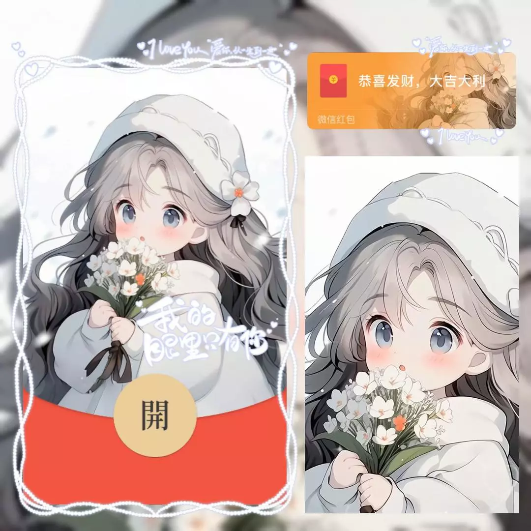 【红包封面】捧花小女孩/bc