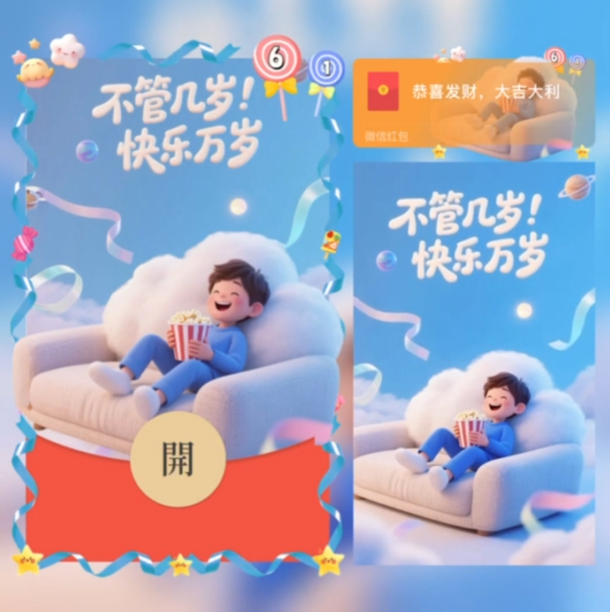 不管几岁.快乐万岁/男/SVIP红包封面皮肤