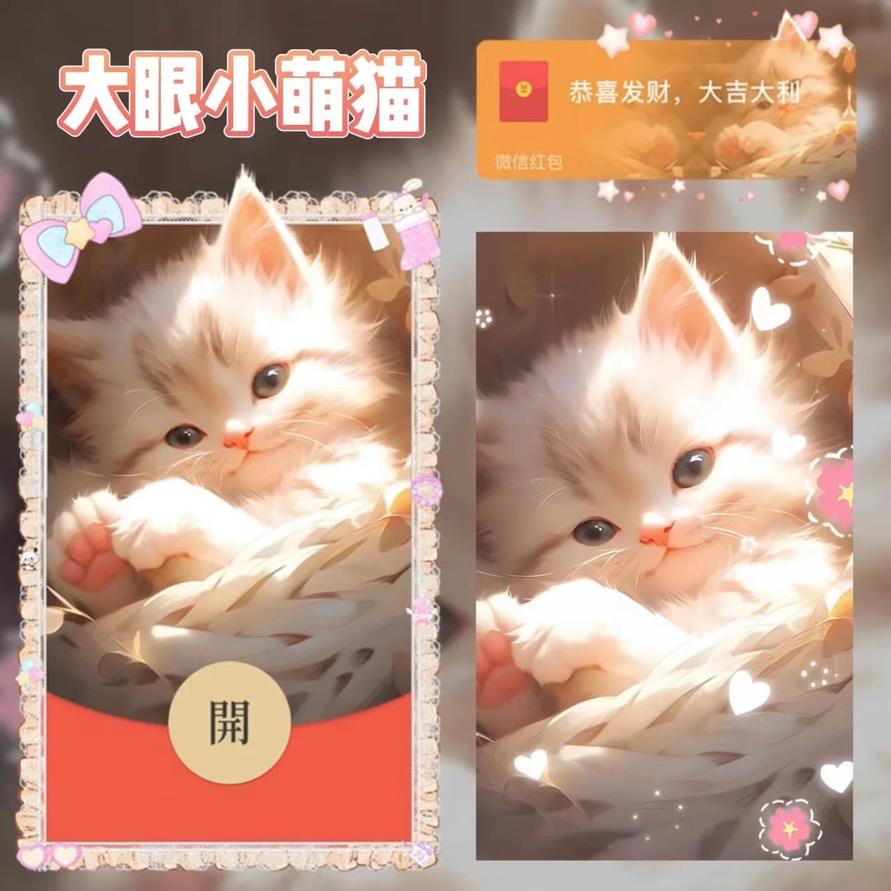 【红包封面】😘大眼小萌猫/WL