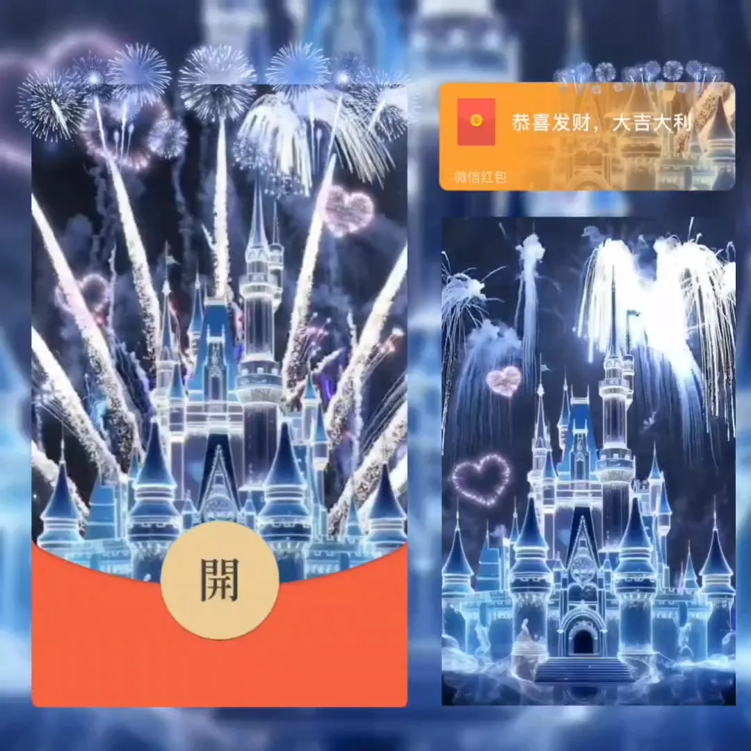 【卡密兑换】微信红包封面『爱心城堡烟花』官方卡密丨端内兑换丨24小时自助提卡！