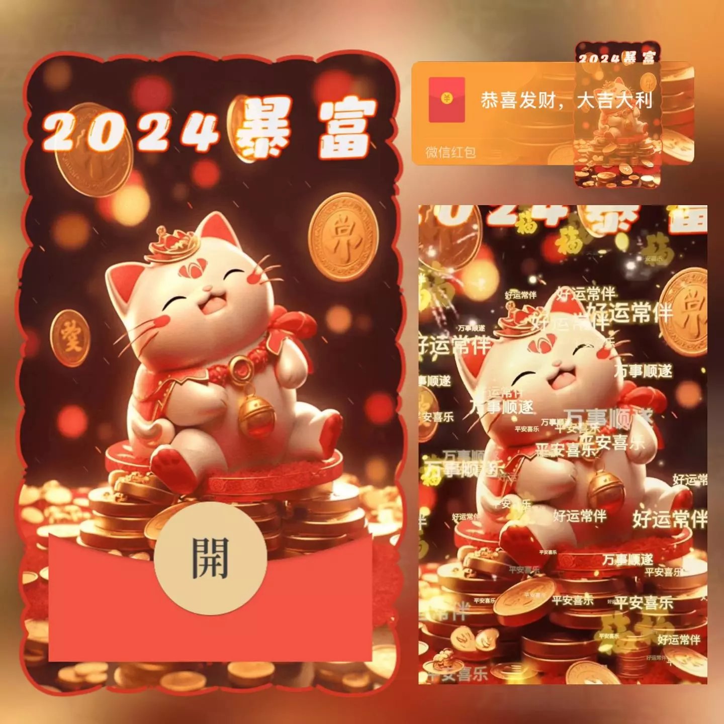 【红包封面】😘2024招财猫/LONG