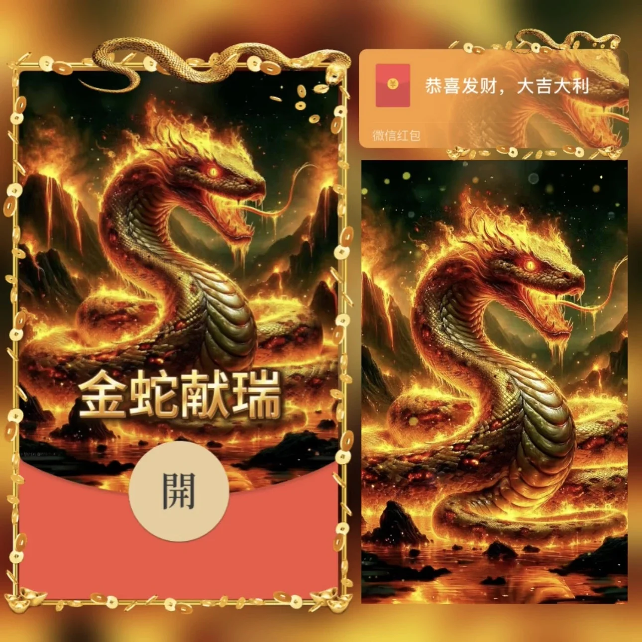 【卡密兑换】微信红包封面『金蛇献瑞』官方卡密丨端内兑换丨24小时自助提卡！