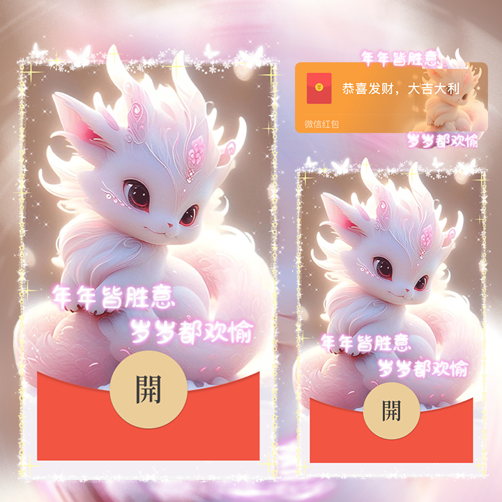 【红包封面】粉色祝福龙龙