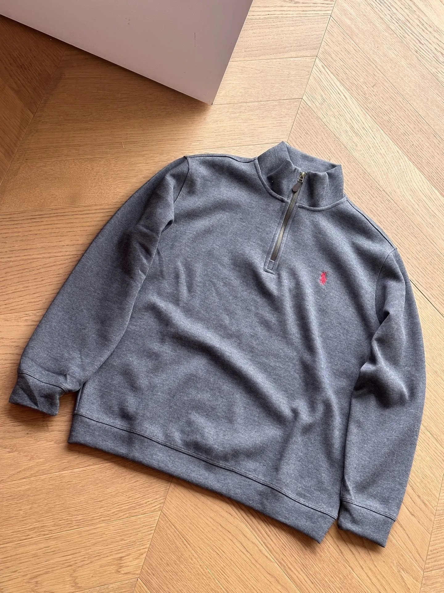 Solid Logo Half-Zip Fleece Stand Collar (Dark Gray)
