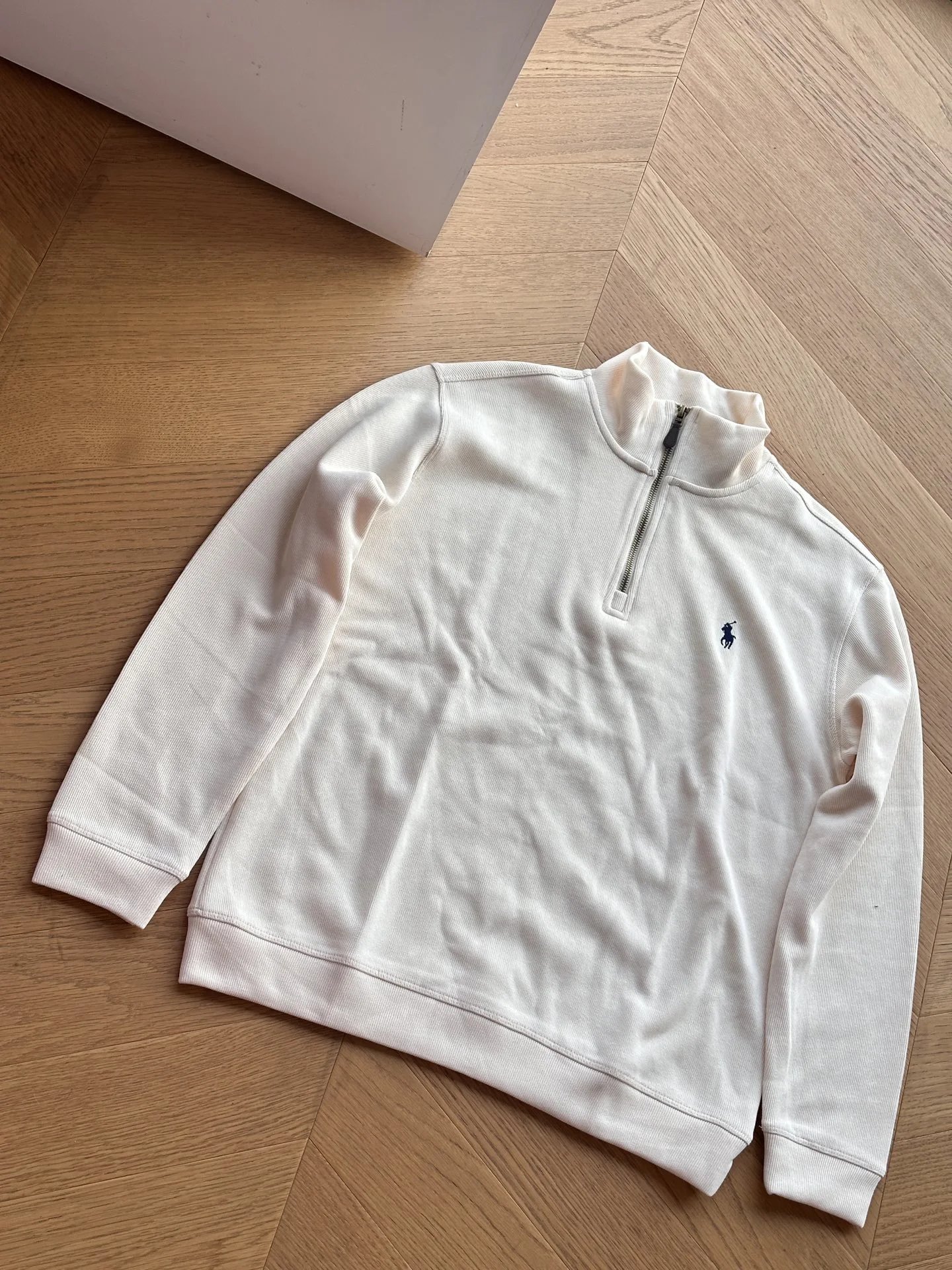 Solid Logo Half-Zip Fleece Stand Collar (Off-White)