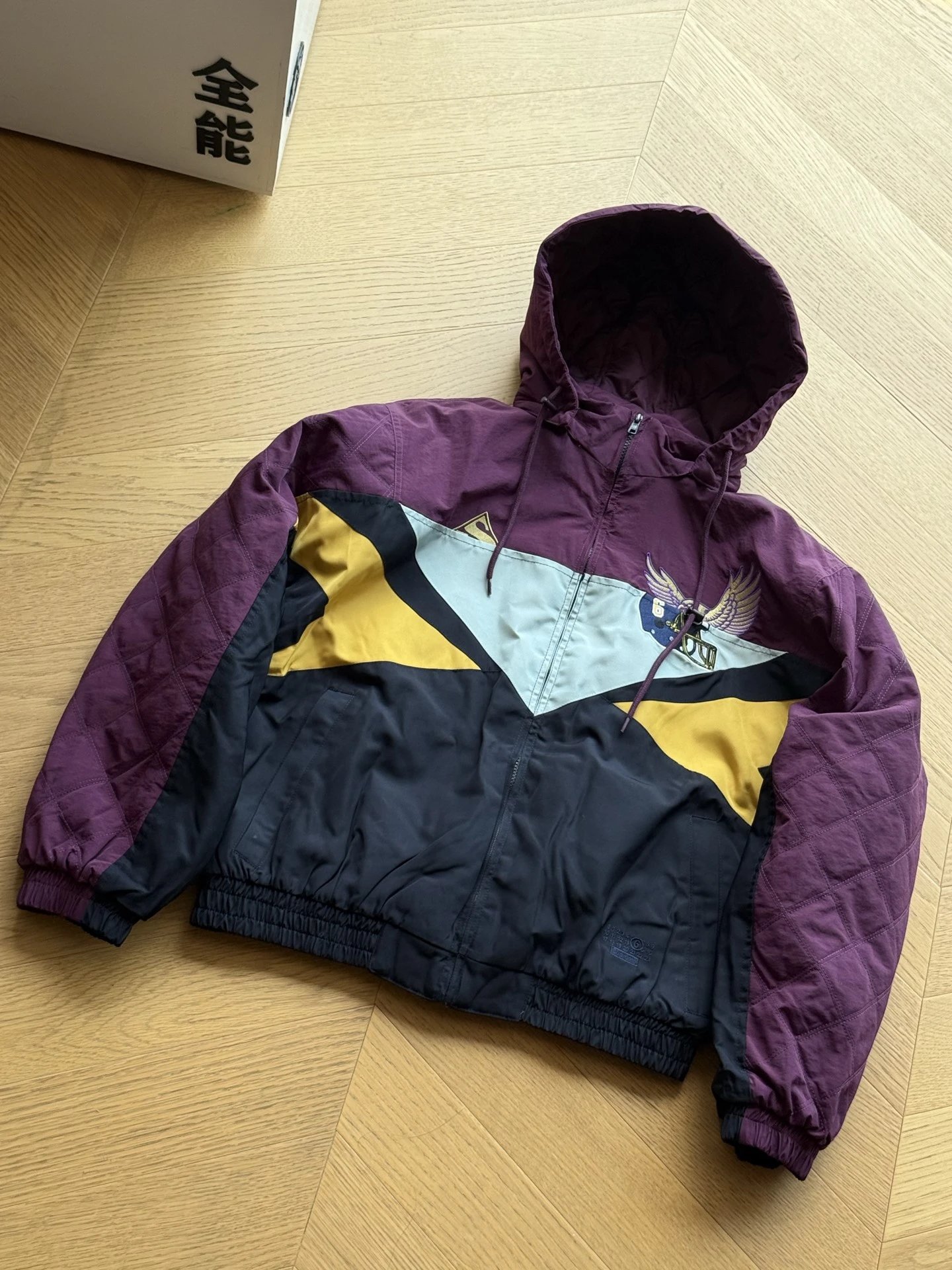 Supreme collaboration detachable hood sports jacket (navy blue and purple)