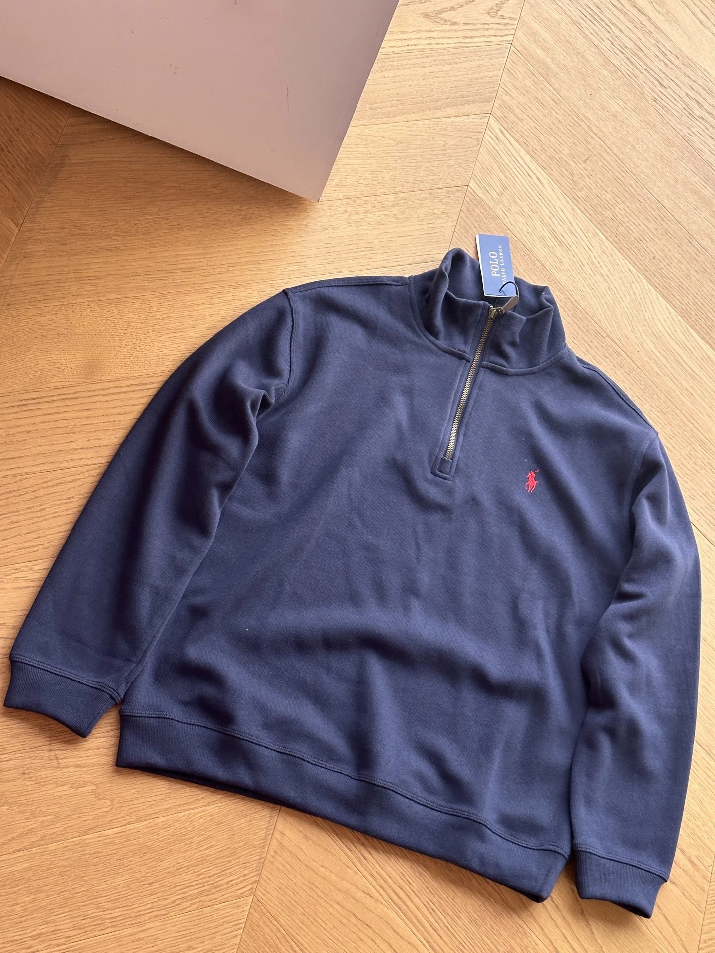 Solid Logo Half-Zip Fleece Stand Collar (Navy)