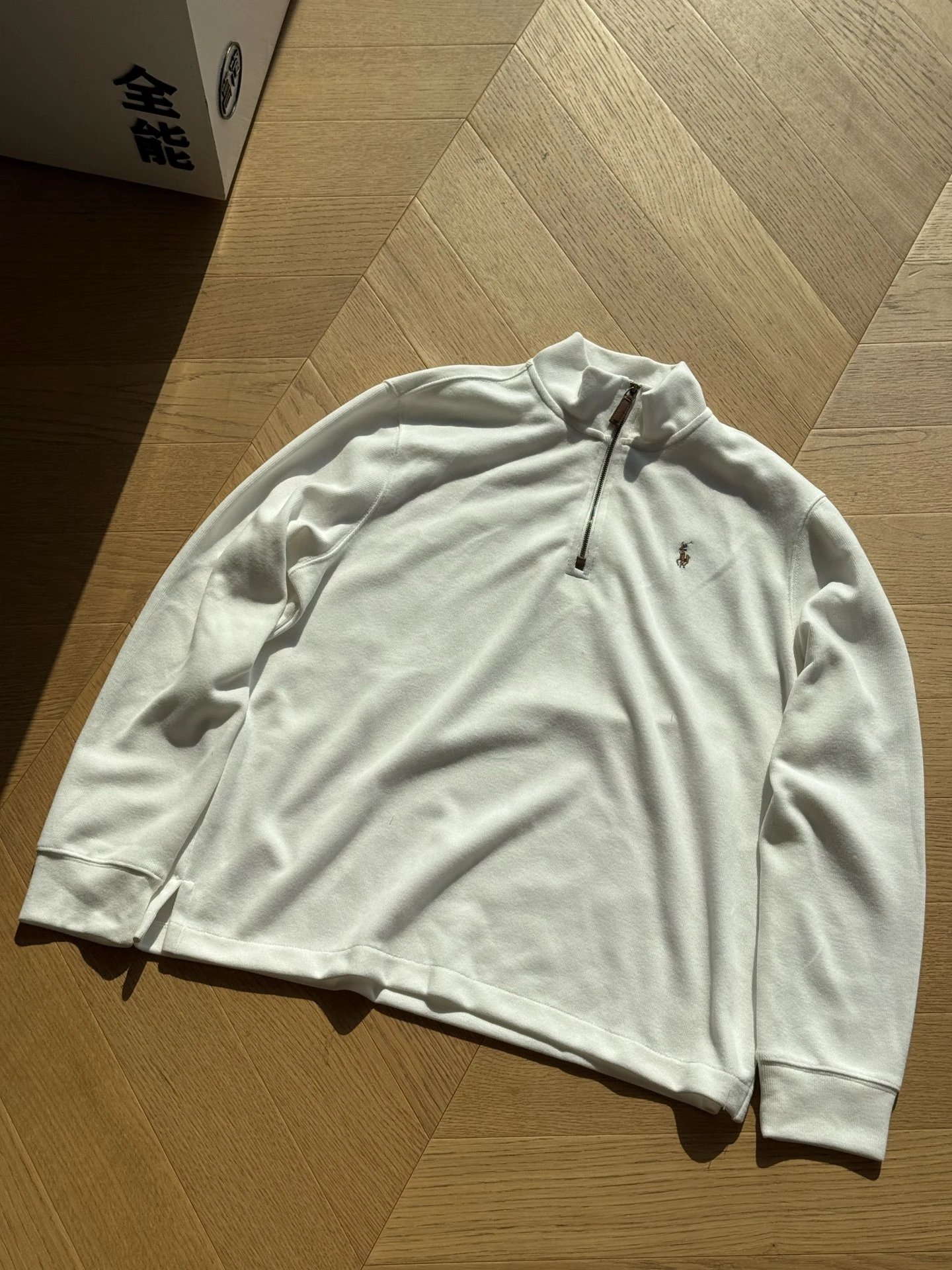 Color Logo Half-Zip Fleece Stand Collar (White)