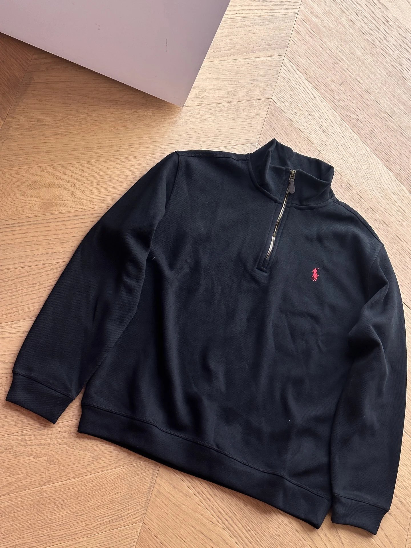 Solid Logo Half-Zip Fleece Stand Collar (Black)