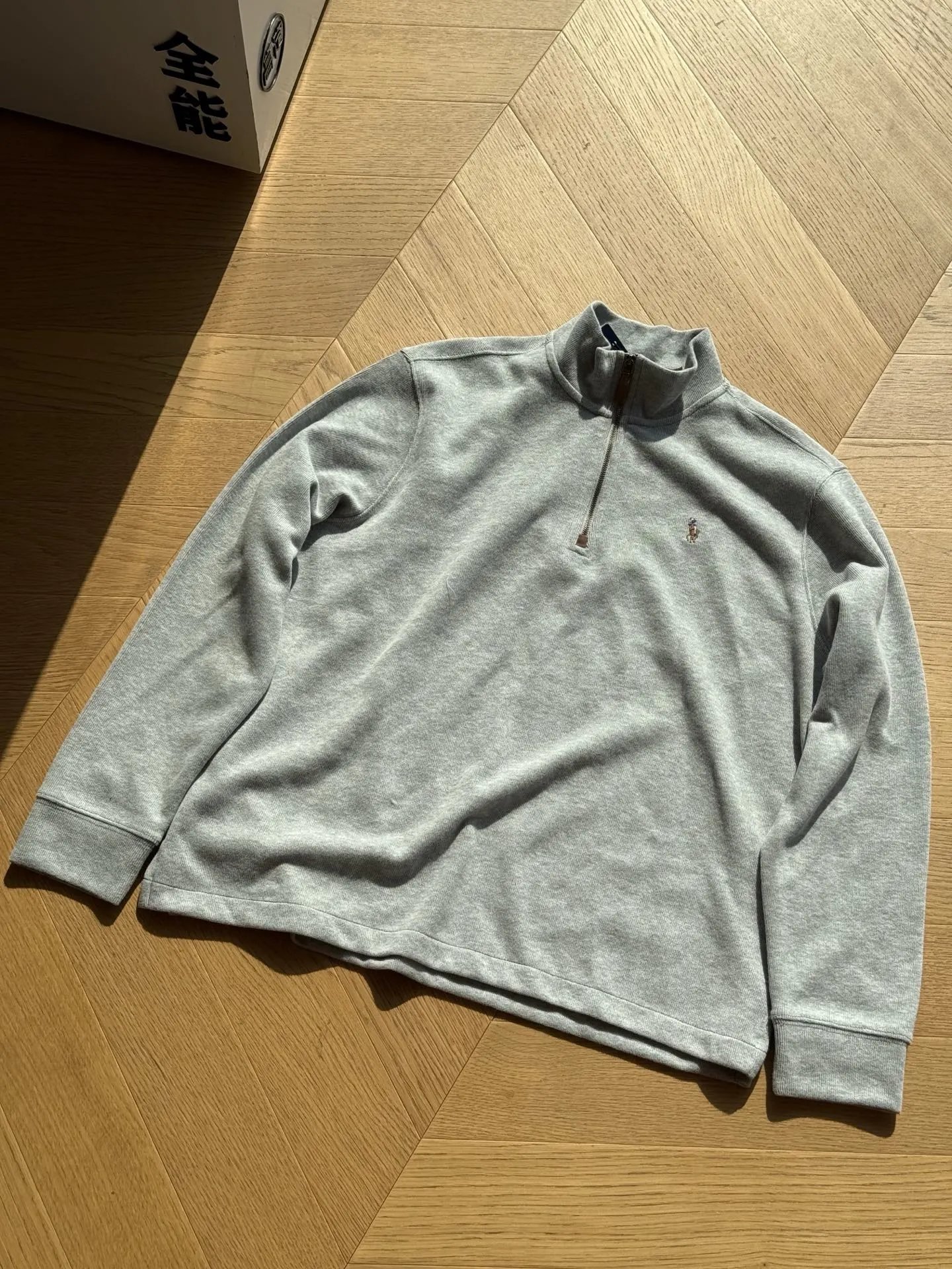 Color Logo Half-Zip Fleece Stand Collar (Light Gray)