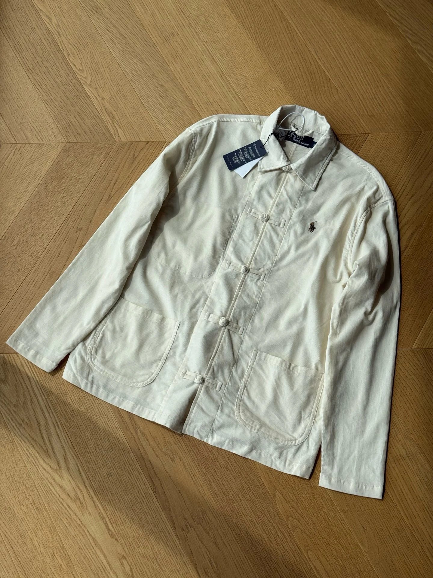 Ralph button cotton corduroy shirt jacket (off white)