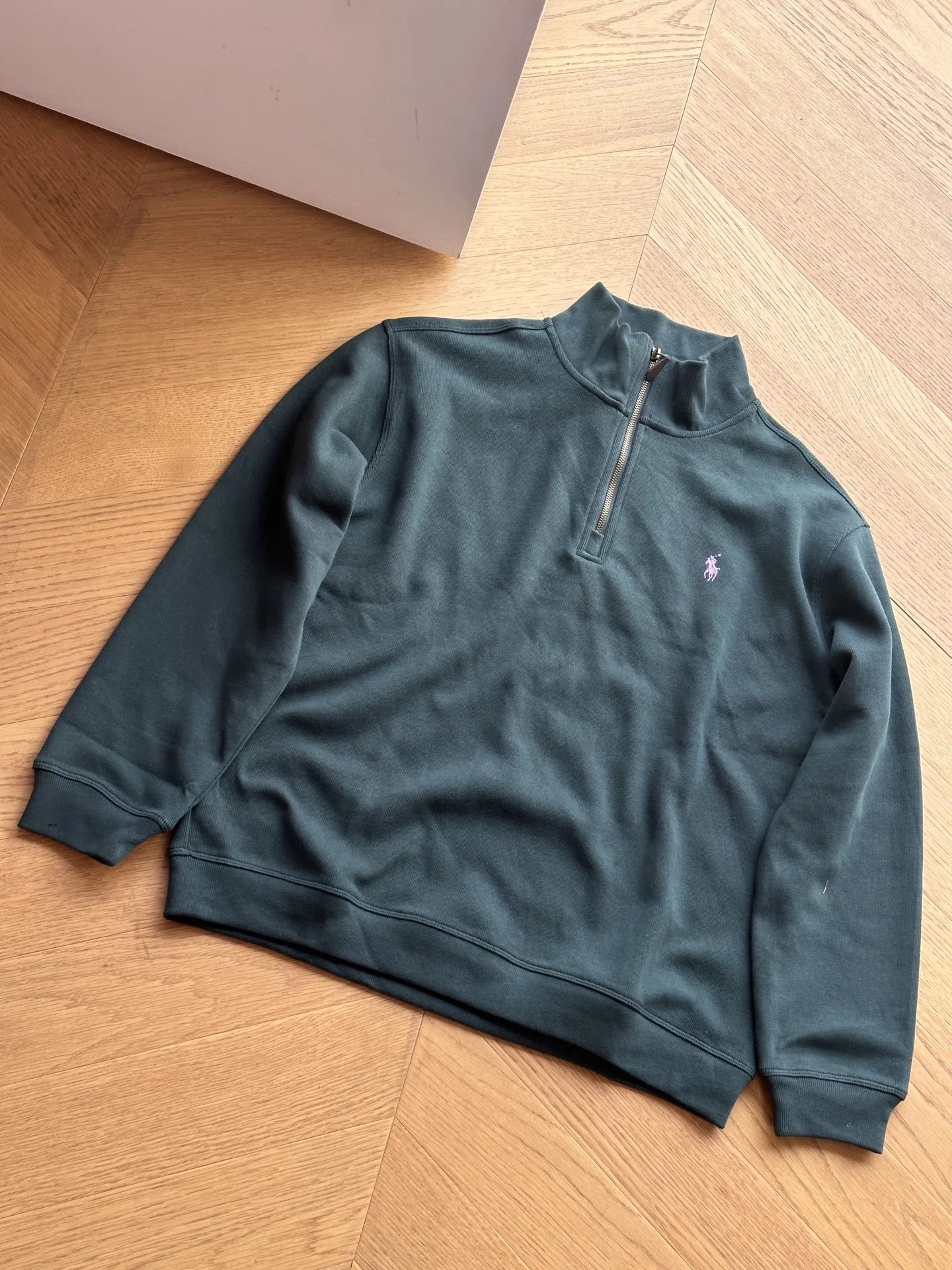 Solid Logo Half-Zip Fleece Stand Collar (Bottle Green)