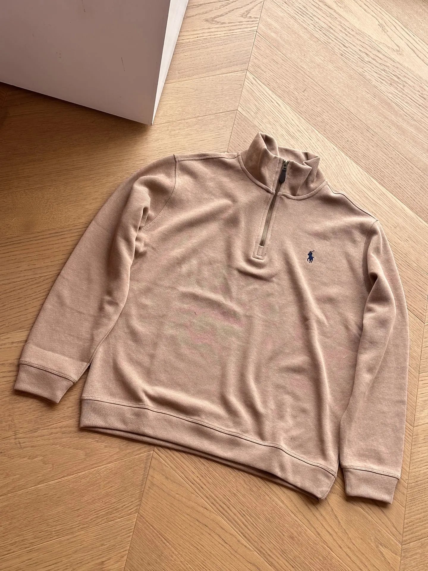 Solid Logo Half-Zip Fleece Stand Collar (Khaki)