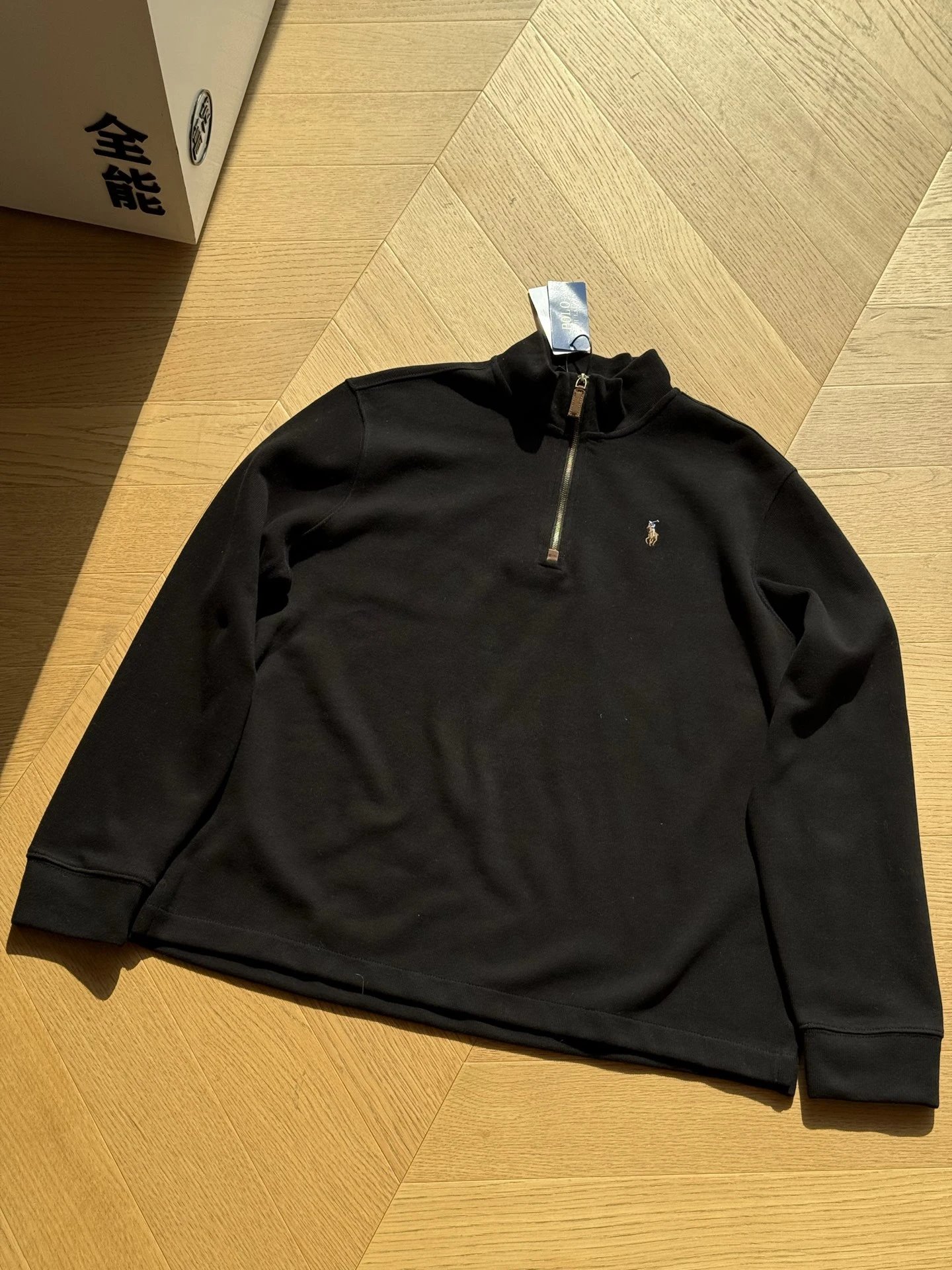 Color Logo Half-Zip Fleece Stand Collar (Black)