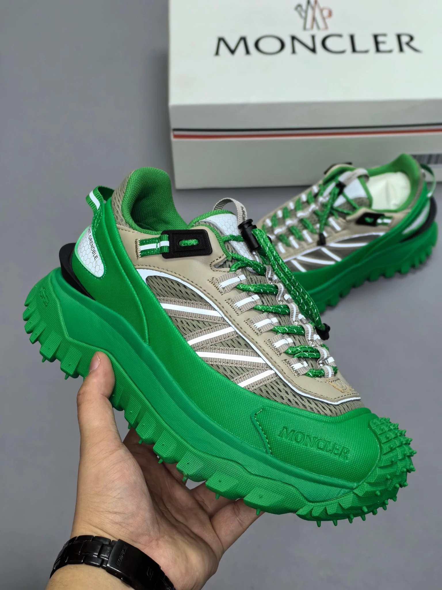 Moncler Trailgrip GTX Rubber Sneakers Green - Gallery Image 2 - Detailed View