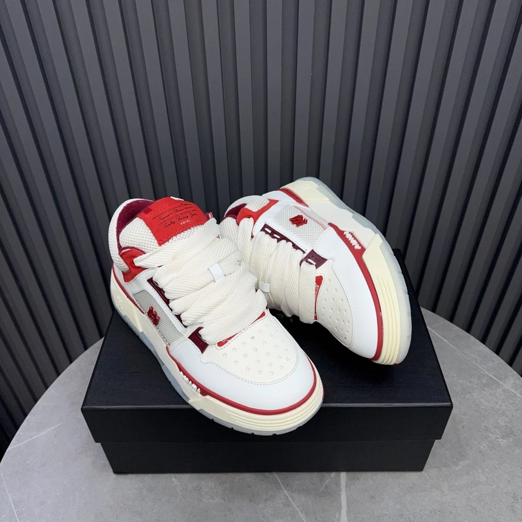 Low Top Leather Skate Sneakers Vintage Ivory Red - Gallery Image 5 - Detailed View