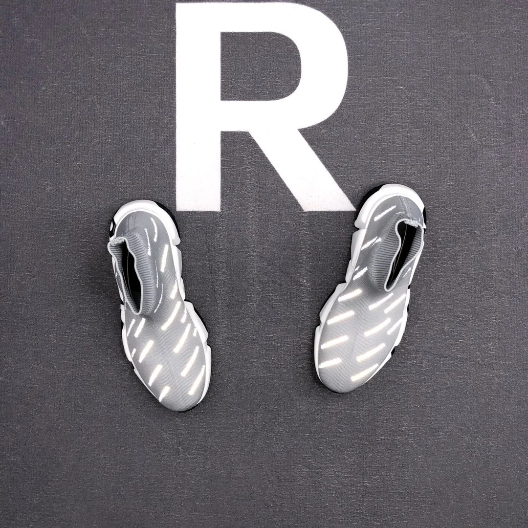 Speed Sock Sneakers Knit High Top Reflective Silver - Gallery Image 4 - Detailed View