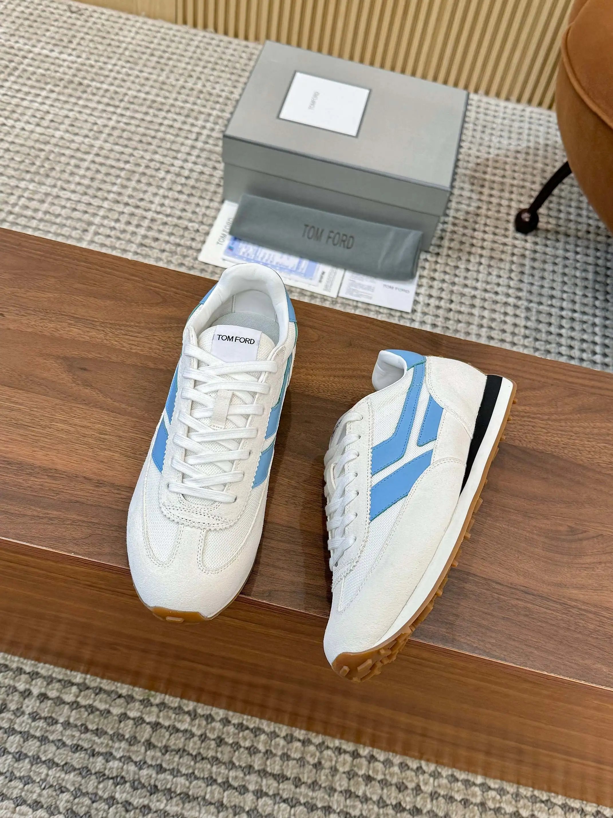 Retro Suede Mesh Sneakers Powder Blue - Gallery Image 7 - Detailed View