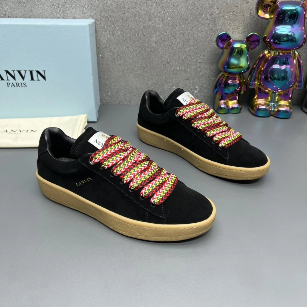 Lanvin Suede Sneakers Black - Gallery Image 3 - Detailed View