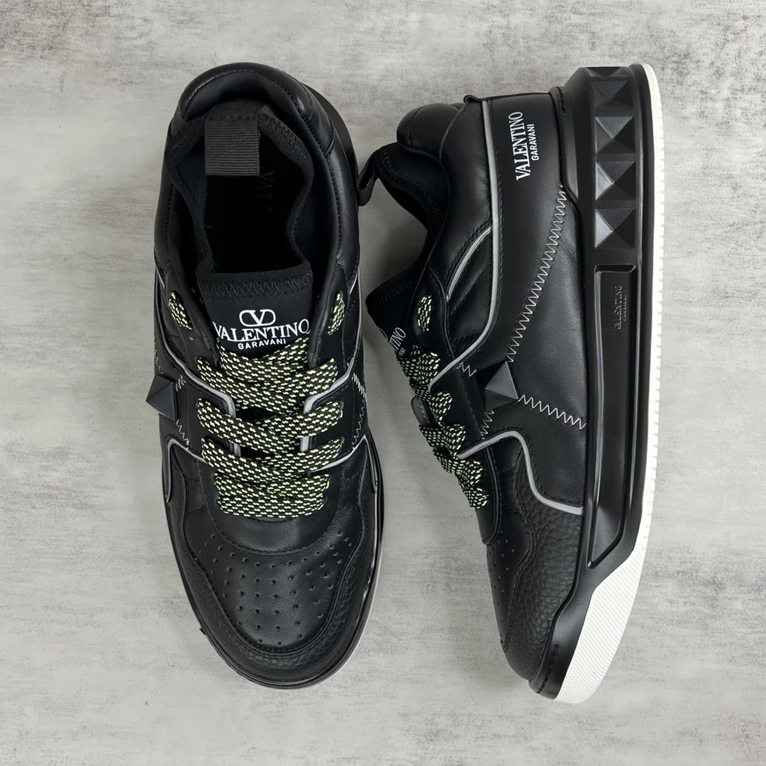 Chunky Leather Sock Sneakers Ebony Black - Gallery Image 3 - Detailed View