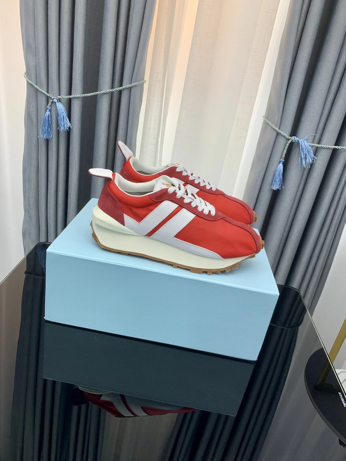 Lanvin Retro Sneakers Red White - Gallery Image 6 - Detailed View