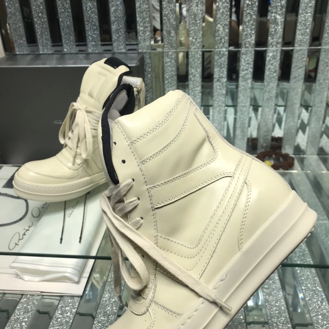 Rick Owens Geobasket Triangular High-Top Sneakers White - Gallery Image 5 - Detailed View
