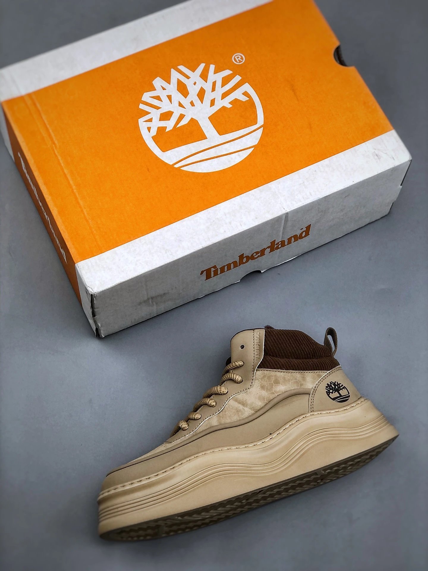 Chunky Leather High Top Boots Sandstone Beige - Gallery Image 3 - Detailed View