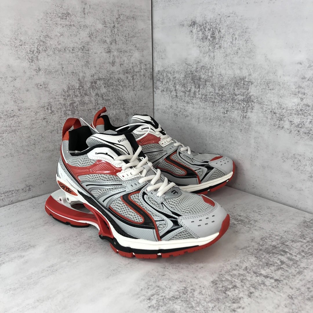 Mesh X-Pander Dad Sneakers with Spring Heel Silver Red - Gallery Image 2 - Detailed View