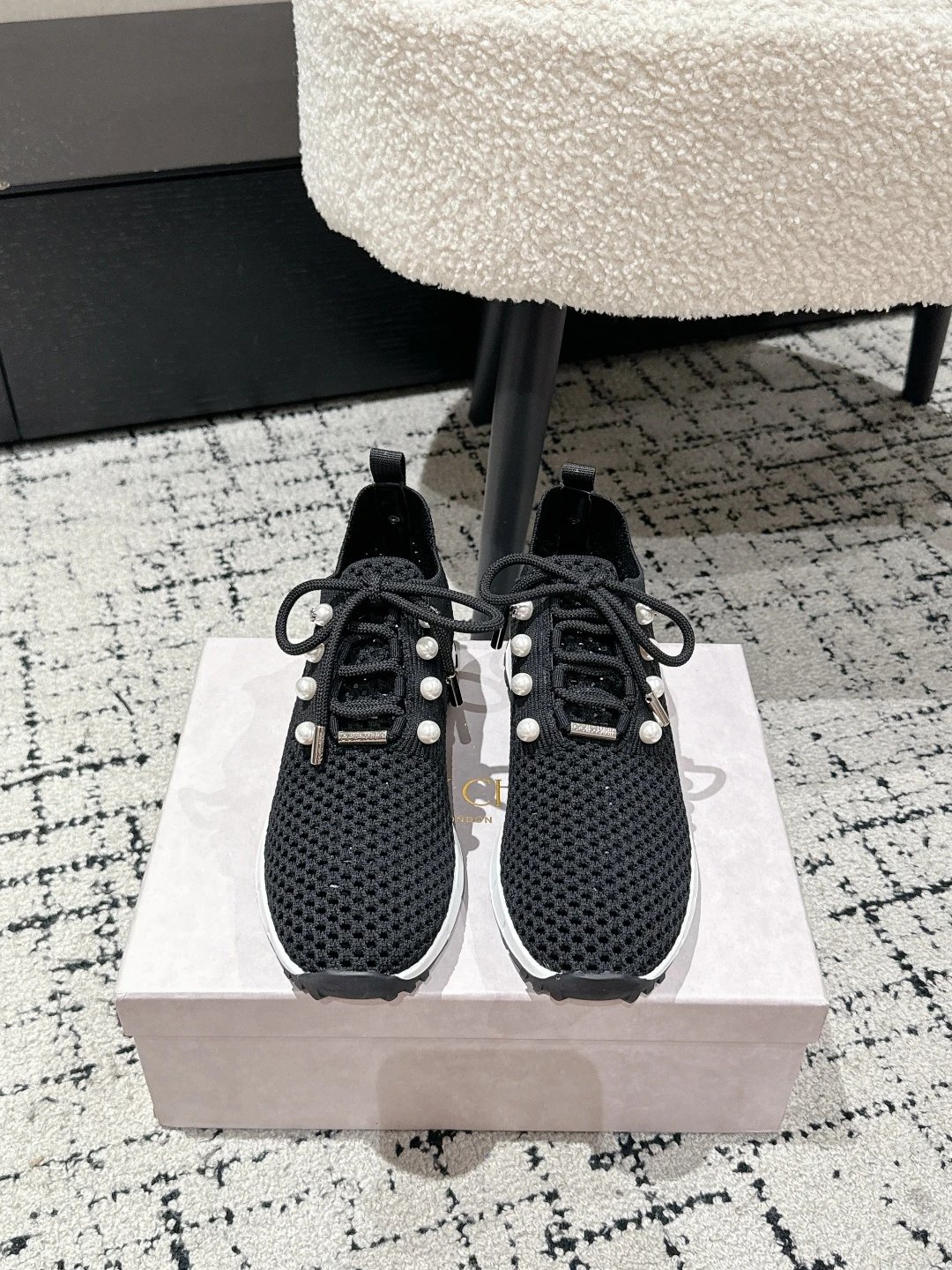 Jimmy Choo Black Knit Sneakers - Gallery Image 2 - Detailed View