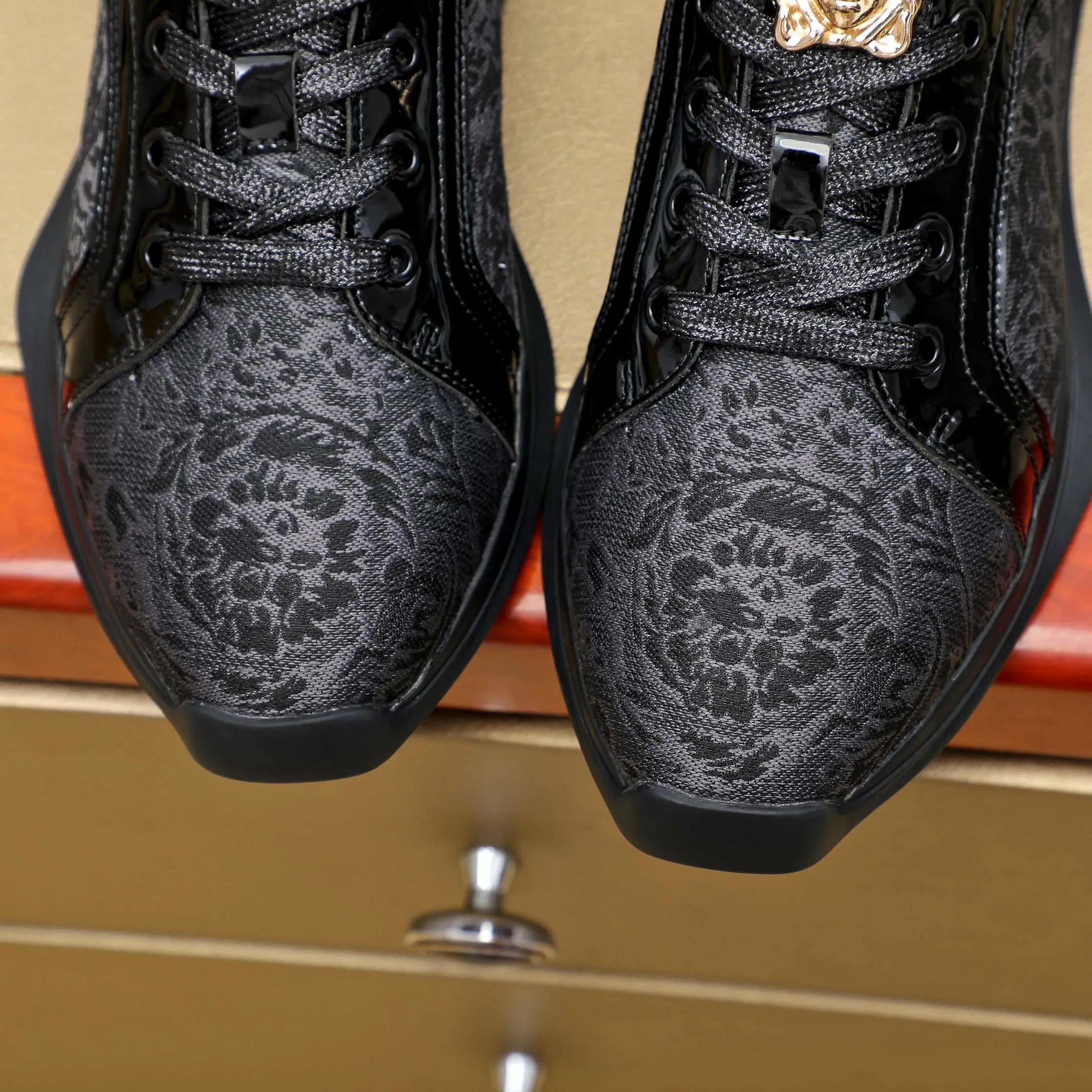 Luxury Lambskin Sneakers Ebony Black - Gallery Image 6 - Detailed View