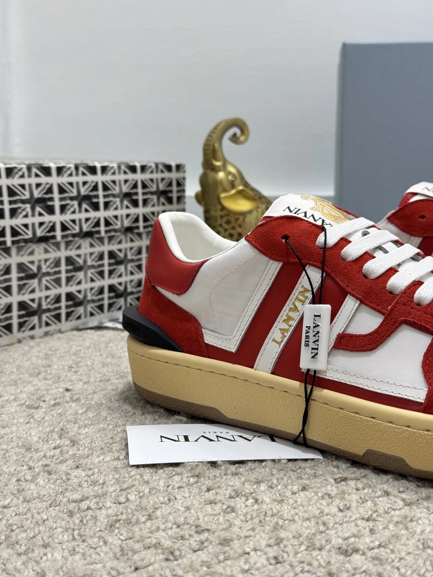 Lanvin Bumpr Sneakers Red White - Gallery Image 4 - Detailed View
