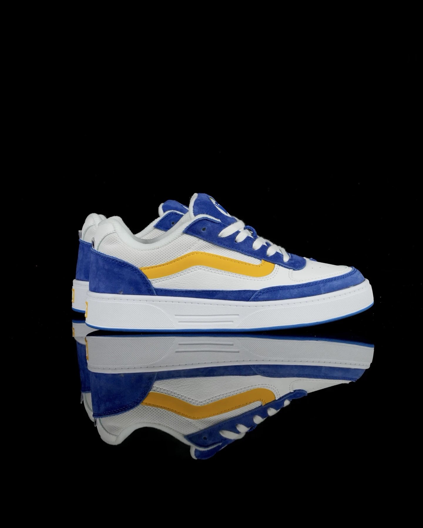 Retro Skate Suede Leather Sneakers Azure Yellow - Gallery Image 3 - Detailed View