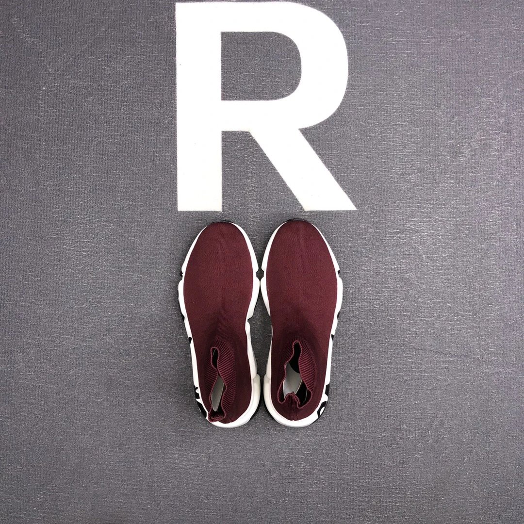 Unisex Knit Sock Sneakers with TPU Sole Burgundy - Gallery Image 8 - Detailed View