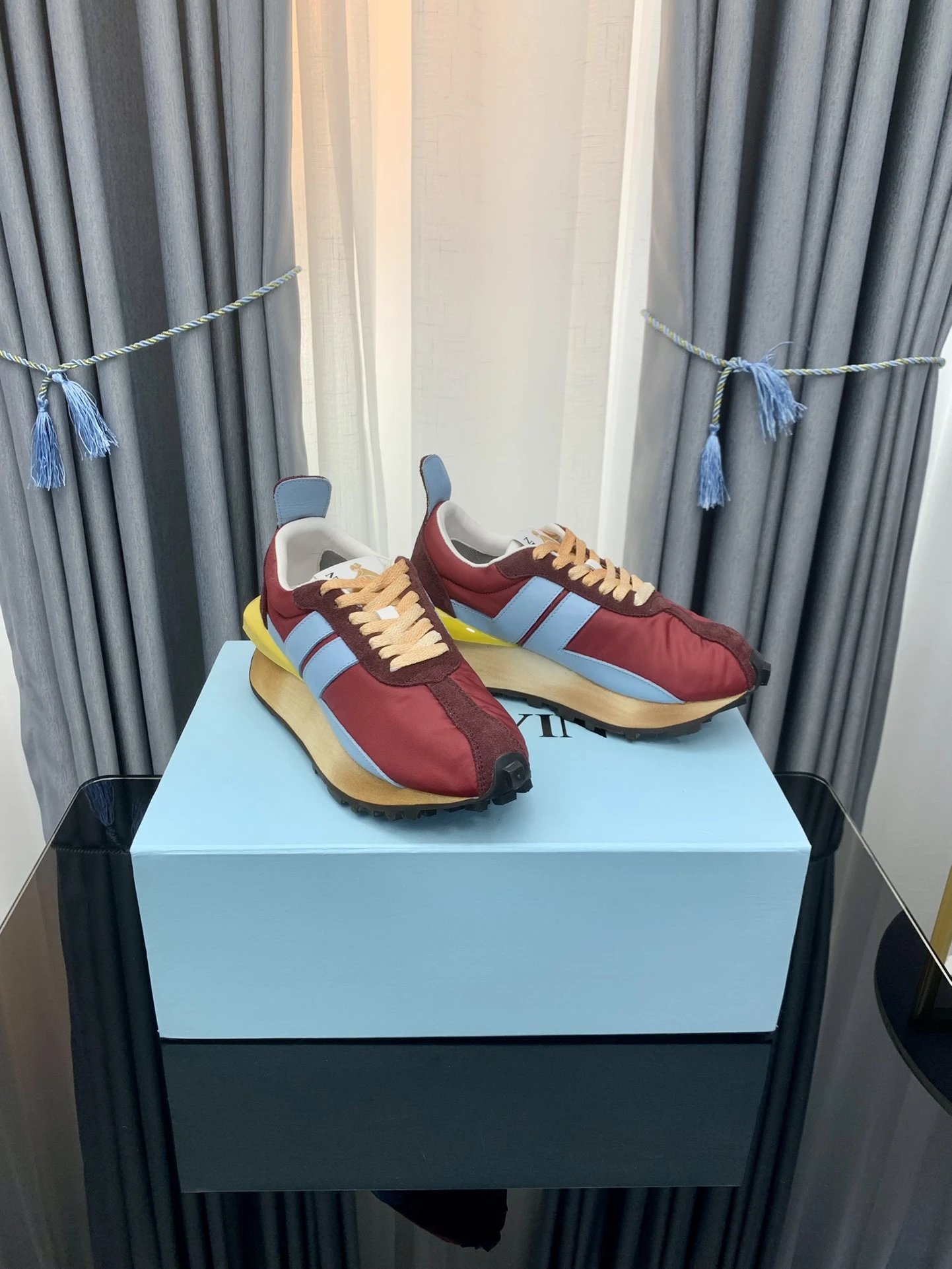 Lanvin Retro Sneakers Red Blue - Gallery Image 2 - Detailed View