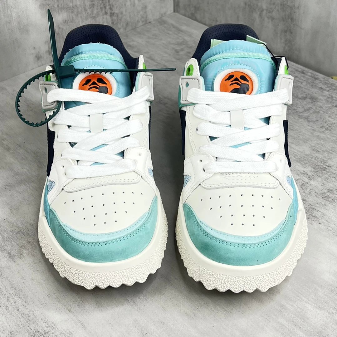 Retro Arrow Leather Mesh Sneakers Seafoam Green - Gallery Image 4 - Detailed View